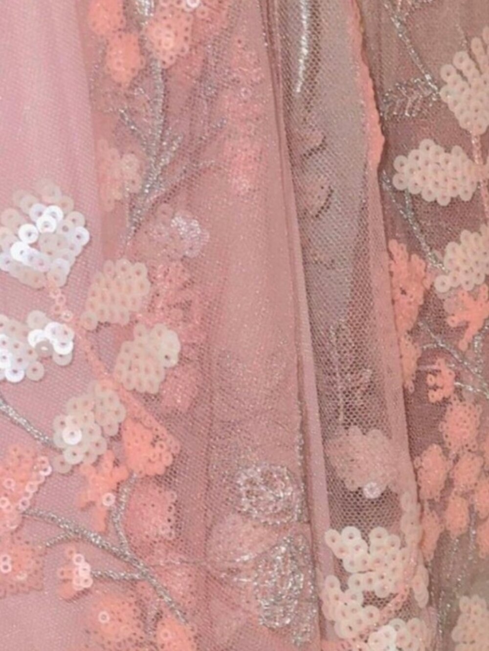 SELF-PORTRAIT Blossom Sequin Cape Maxi Dress Blush Pink Chiffon NWT Sz 8. - Picture 8 of 13